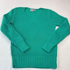 Rosanna By George Matyas Vintage Acrylic Green V-Neck Sweater women’s Sz Medium
